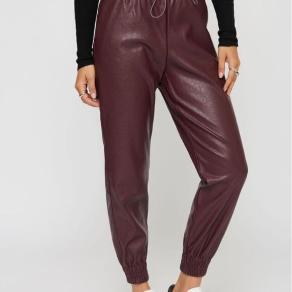 Dynamite Plum Faux Leather Leather Jogger Runs larger.